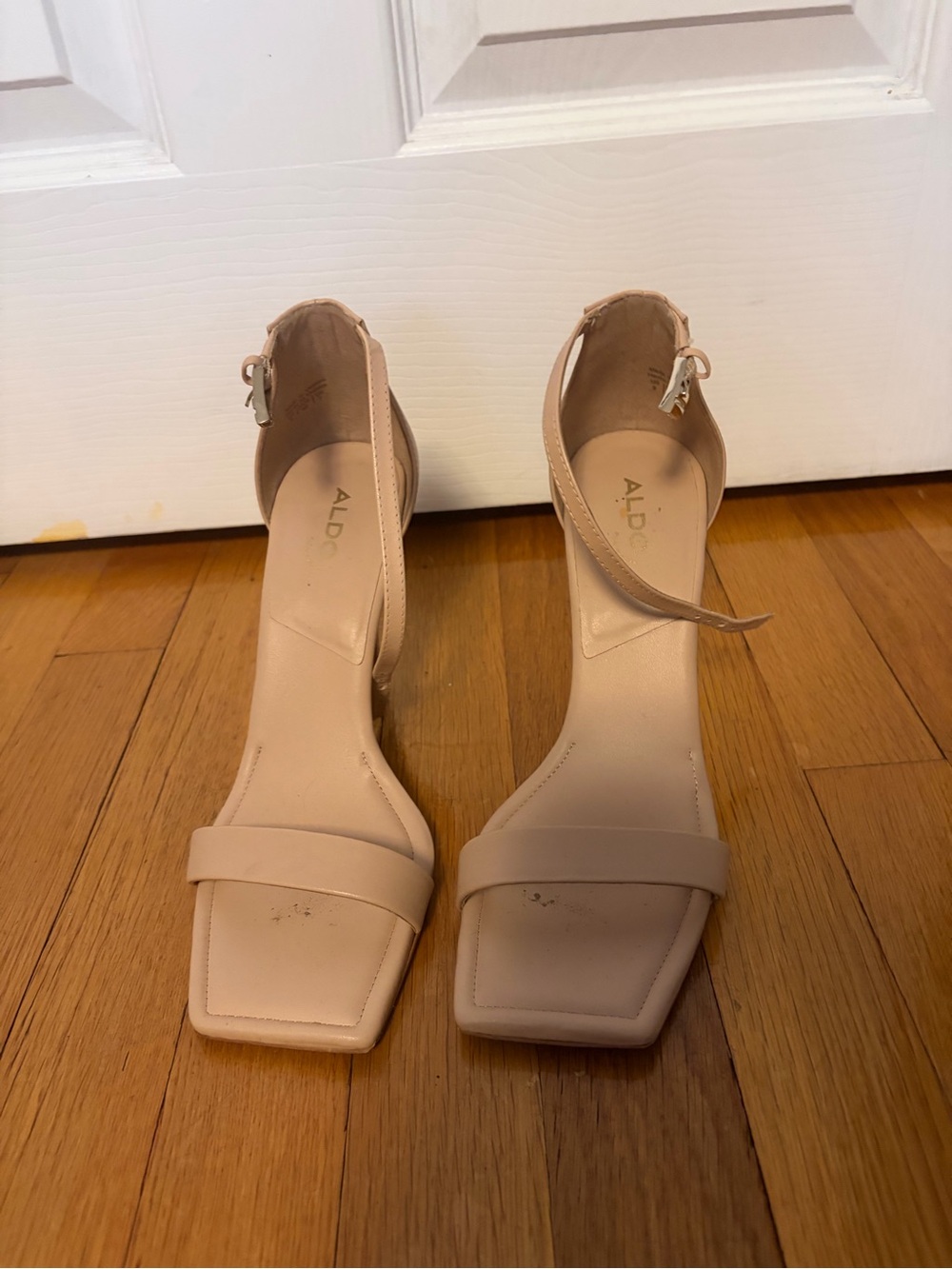 ALDO Beige Ankle-Strap Block Heel Sandals